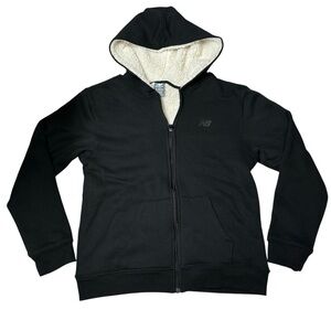 New Balance Big Boys Fleece Lined Jacket Full Zip Black Hoodie Sz XL(18-20)